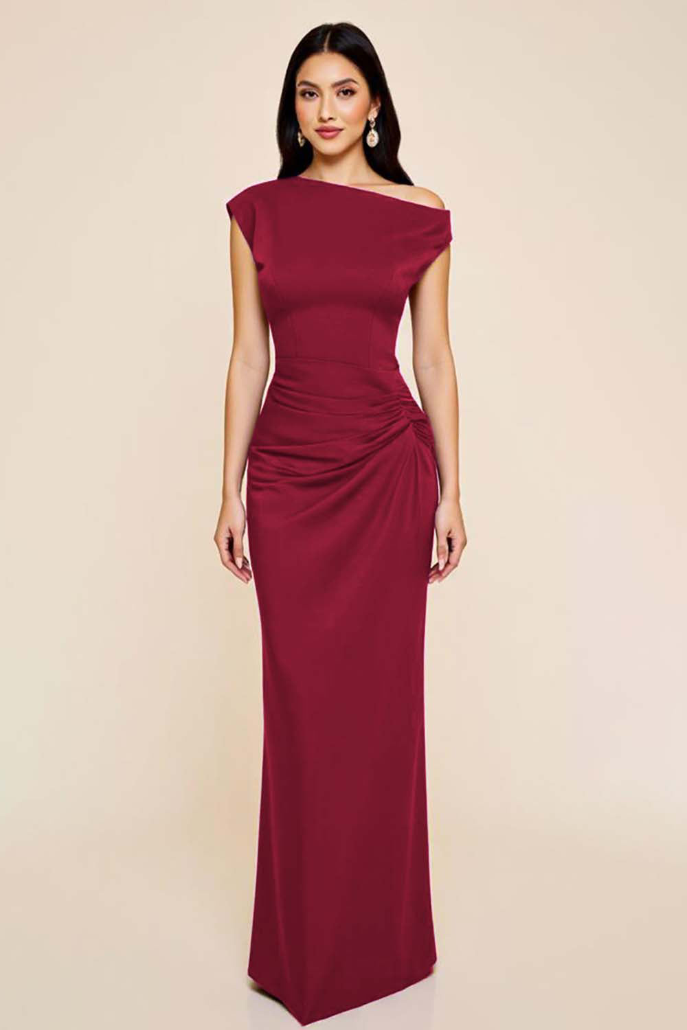 Vivienne Satin Ruched Formal Dress