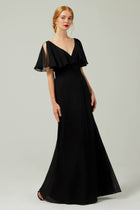 Valentina Chiffon Column Dress in Fiery Red