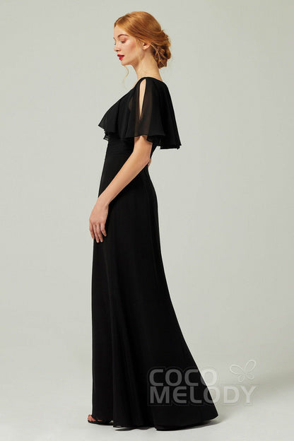 Valentina Chiffon Column Dress in Fiery Red
