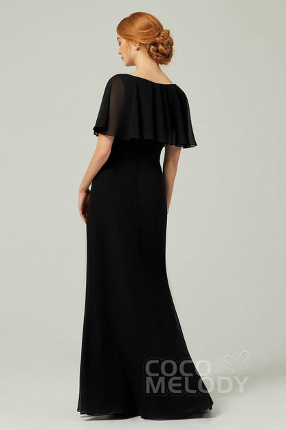 Valentina Chiffon Column Dress in Fiery Red