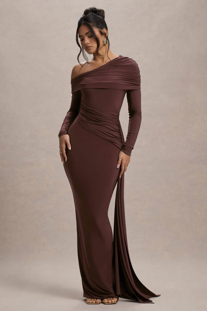 Valina Ruched Asymmetric Maxi Dress
