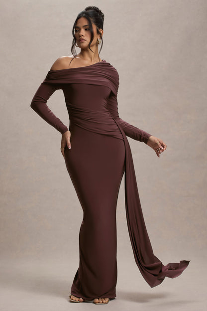 Valina Ruched Asymmetric Maxi Dress