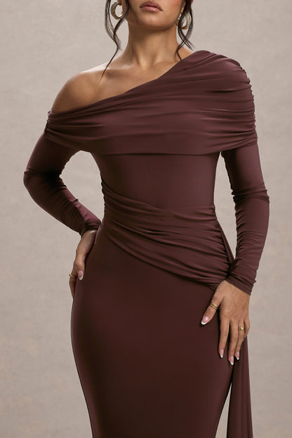 Valina Ruched Asymmetric Maxi Dress