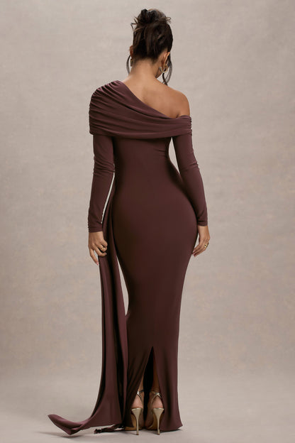 Valina Ruched Asymmetric Maxi Dress