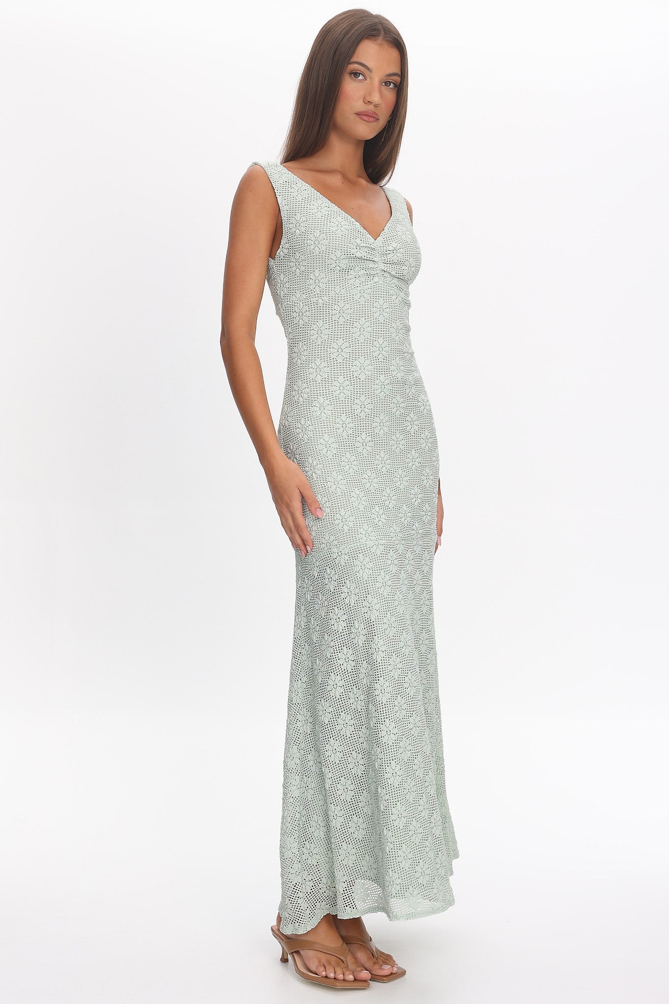 Valentina Crochet Maxi Dress in Sage