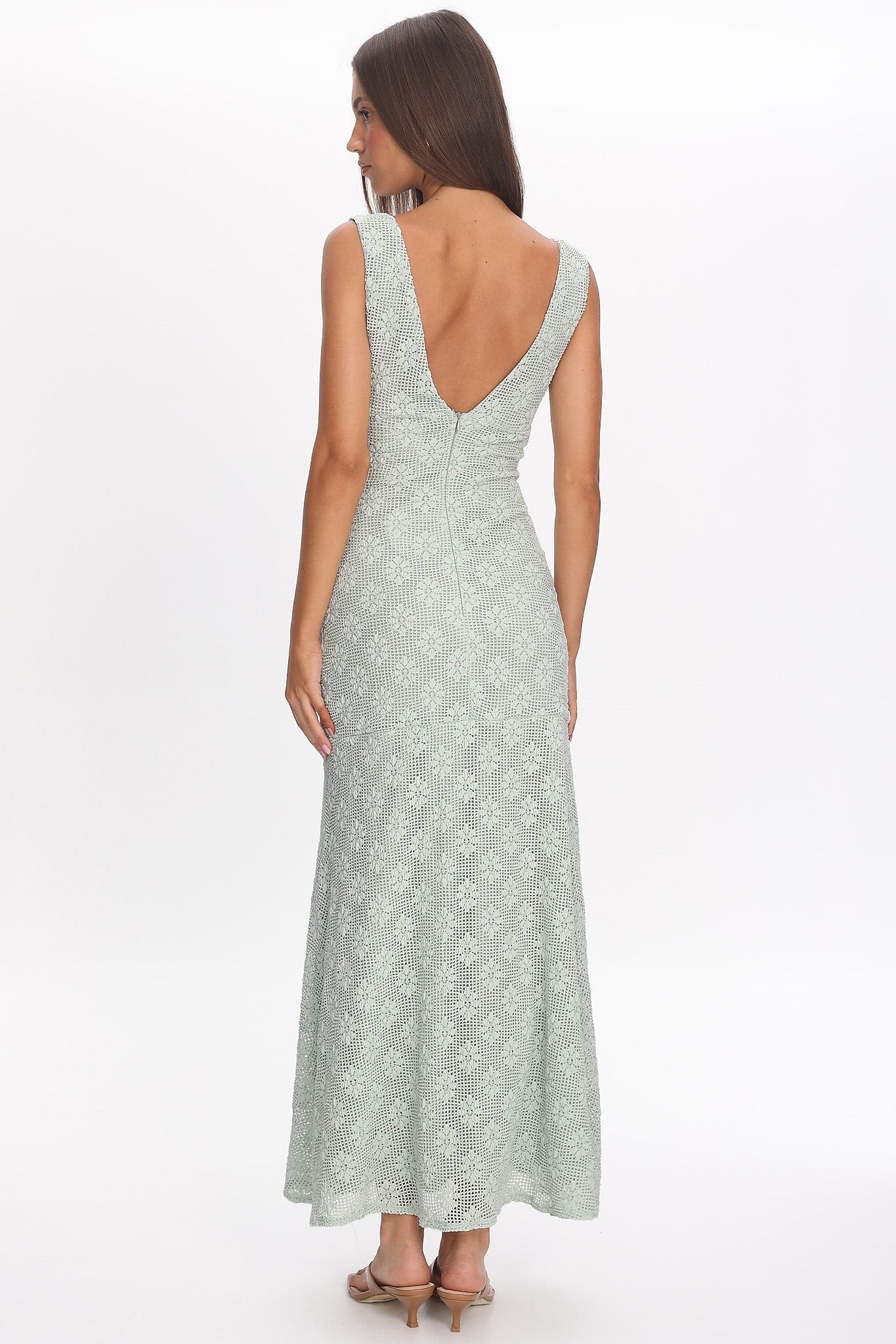 Valentina Crochet Maxi Dress in Sage