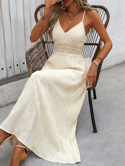 Evangeline Lace Halter Maxi Dress