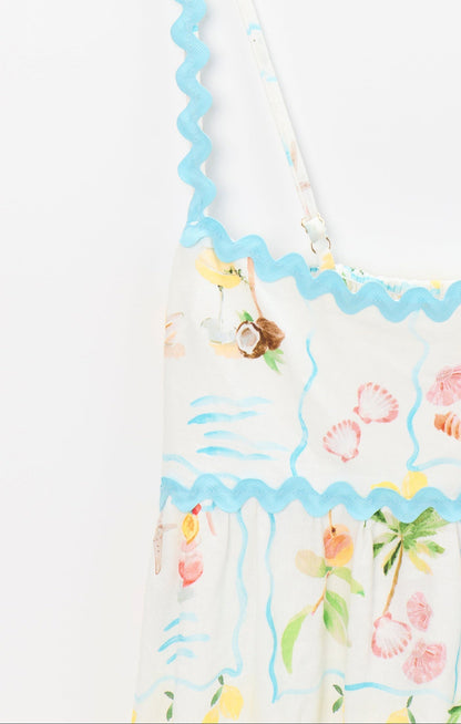 Margot Scallop Maxi Dress in Seaside Blue