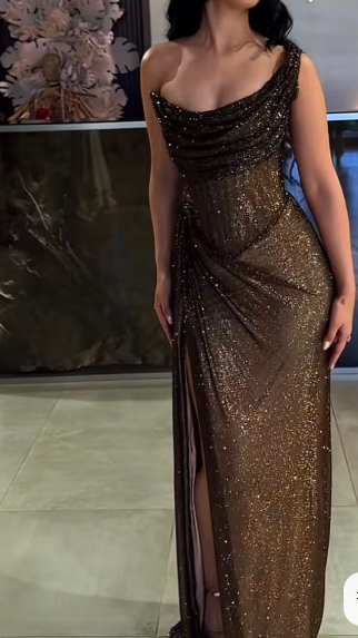Valentina Sequin One-Shoulder Dress
