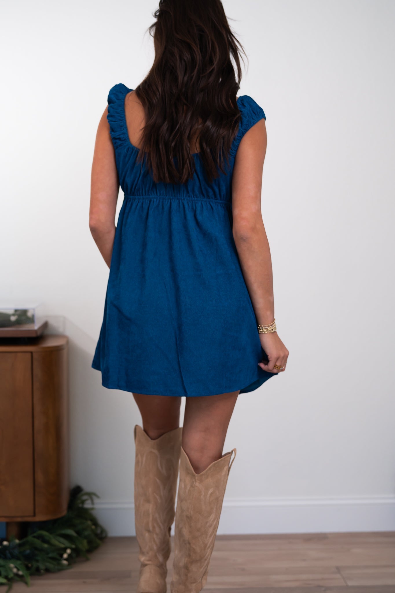 Violet Corduroy Babydoll Mini Dress
