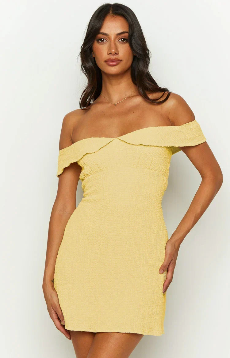 Isadora Off-Shoulder Mini Dress in Buttercream