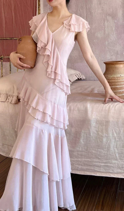 Arabella Chiffon Pleated Gown