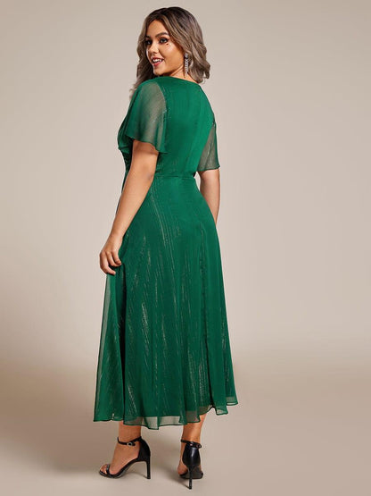 Ophelia Metallic V-Neck A-Line Dress