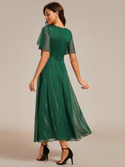 Ophelia Metallic V-Neck A-Line Dress