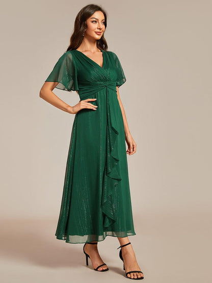 Ophelia Metallic V-Neck A-Line Dress