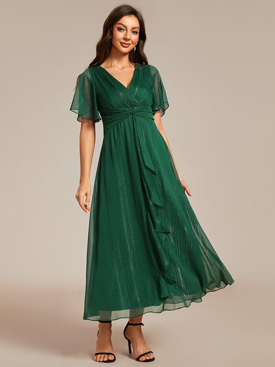 Ophelia Metallic V-Neck A-Line Dress