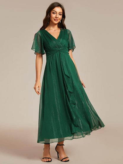Ophelia Metallic V-Neck A-Line Dress