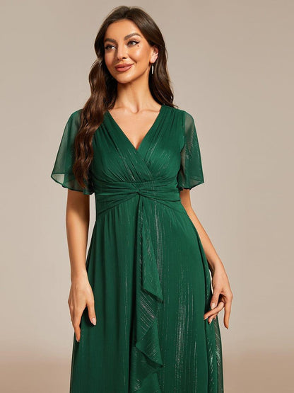 Ophelia Metallic V-Neck A-Line Dress