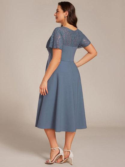 Evie A-Line Midi Dress in Denim Blue