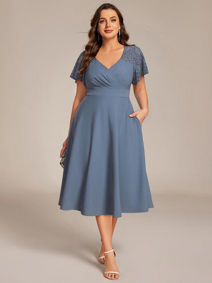 Evie A-Line Midi Dress in Denim Blue