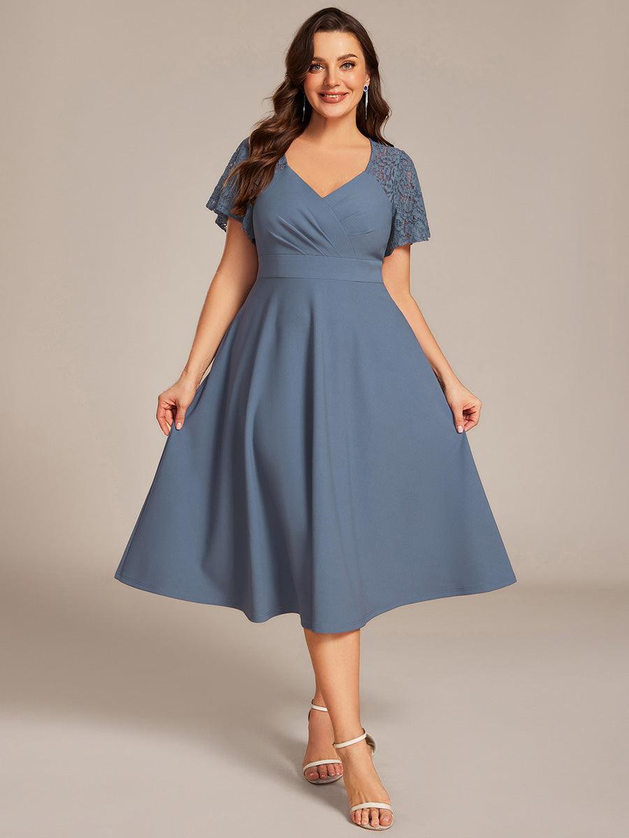Evie A-Line Midi Dress in Denim Blue