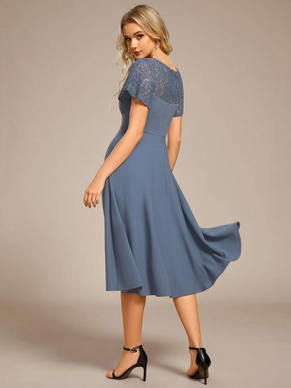Evie A-Line Midi Dress in Denim Blue