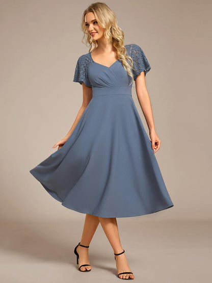 Evie A-Line Midi Dress in Denim Blue