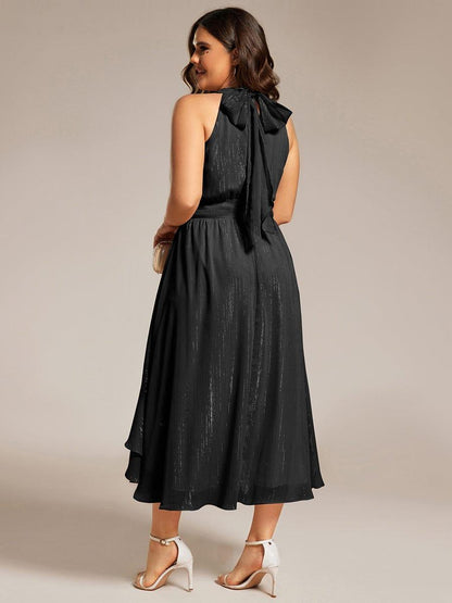 Celestine Sparkle High-Low Halter Dress
