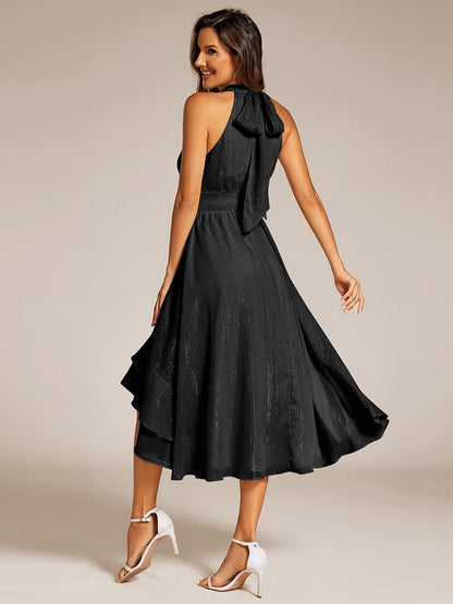 Celestine Sparkle High-Low Halter Dress