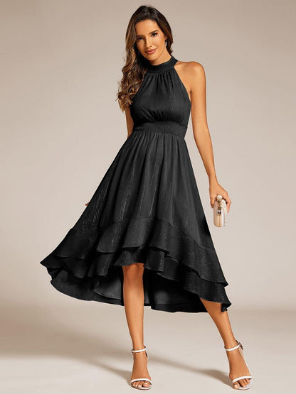 Celestine Sparkle High-Low Halter Dress