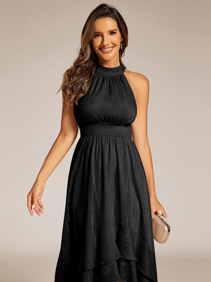 Celestine Sparkle High-Low Halter Dress