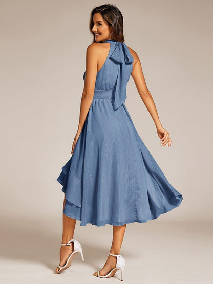 Celestine Sparkle High-Low Halter Dress
