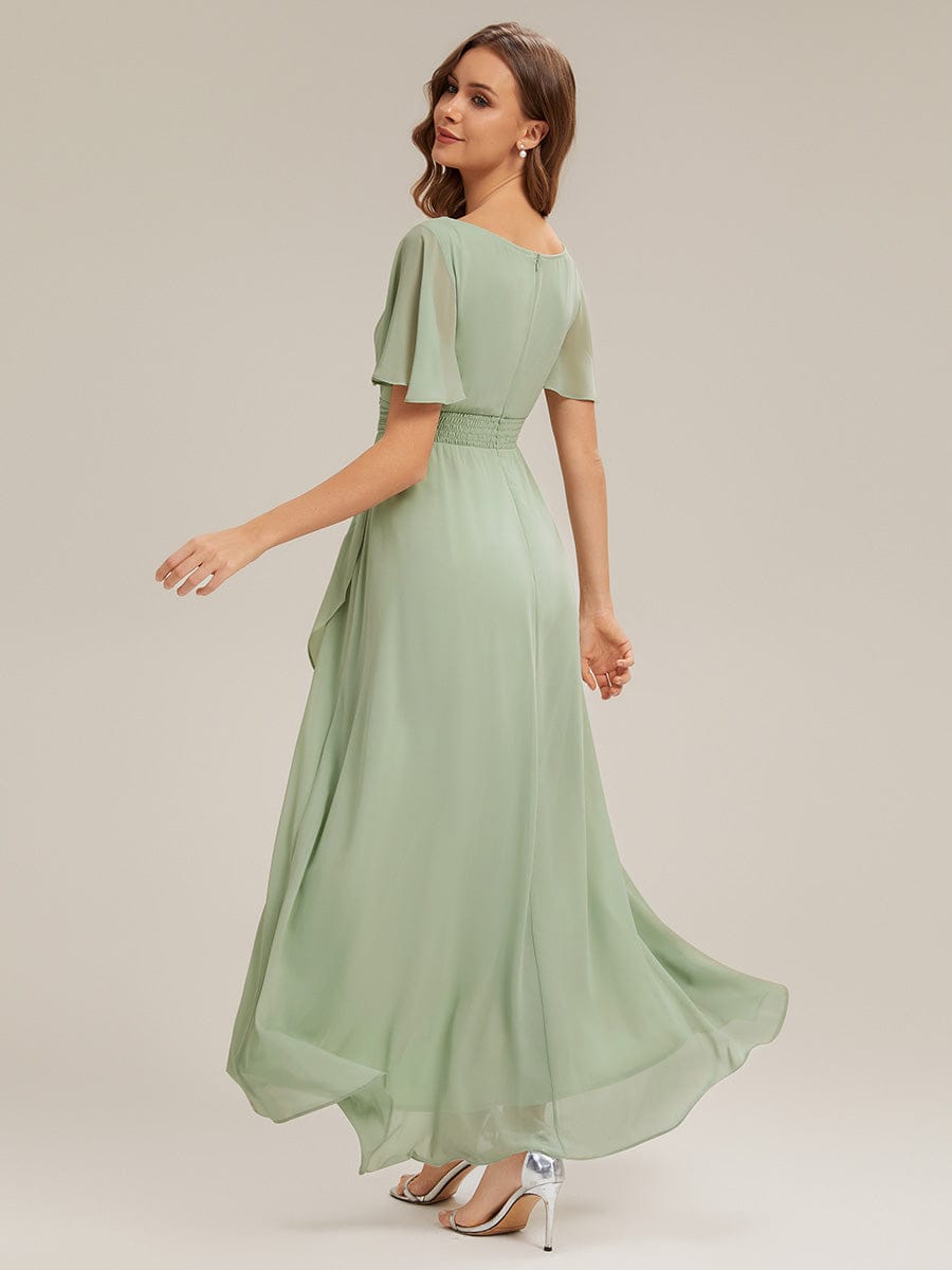 Ever Sage Chiffon Ruffle Sleeve Dress