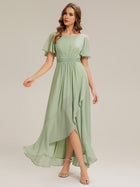 Ever Sage Chiffon Ruffle Sleeve Dress