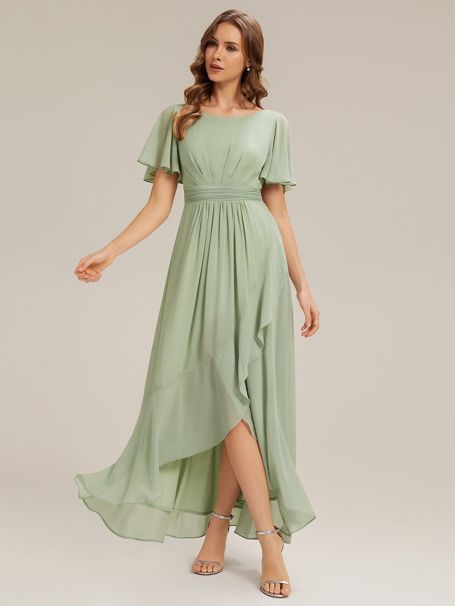 Ever Sage Chiffon Ruffle Sleeve Dress
