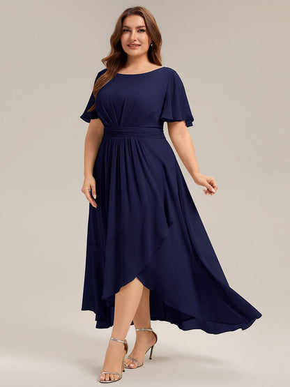 Ever Sage Chiffon Ruffle Sleeve Dress