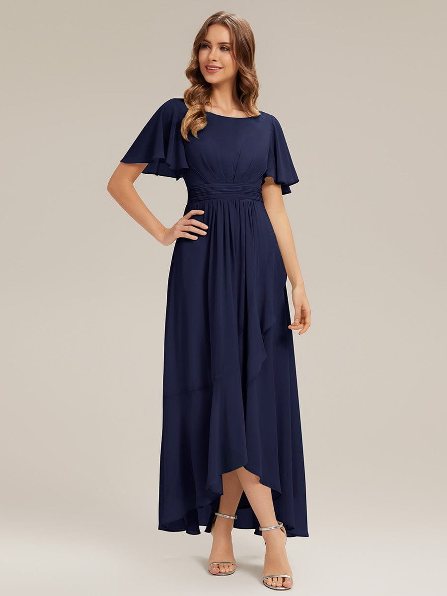 Ever Sage Chiffon Ruffle Sleeve Dress