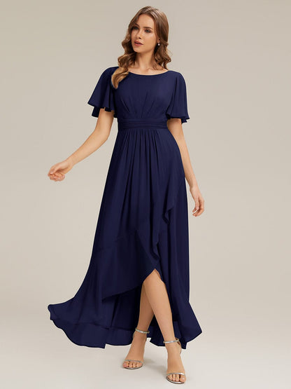 Ever Sage Chiffon Ruffle Sleeve Dress