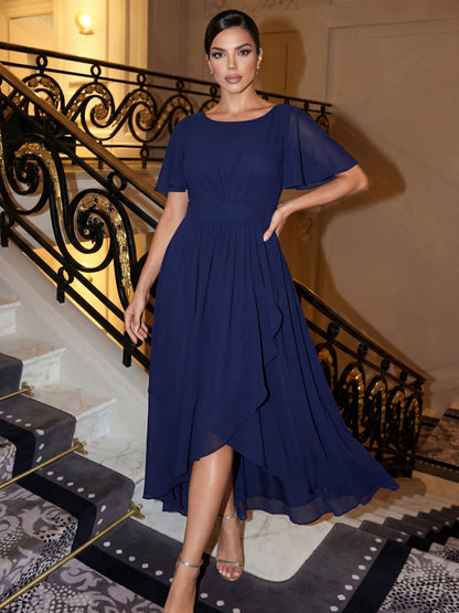 Ever Sage Chiffon Ruffle Sleeve Dress