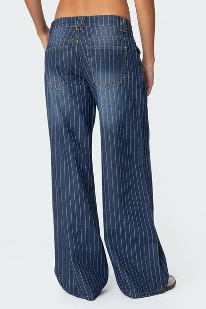 ANGEL STRIPED LOW RISE JEANS
