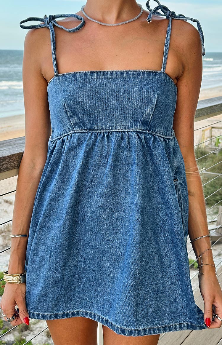 Ethel Denim Mini Dress with Tie Straps