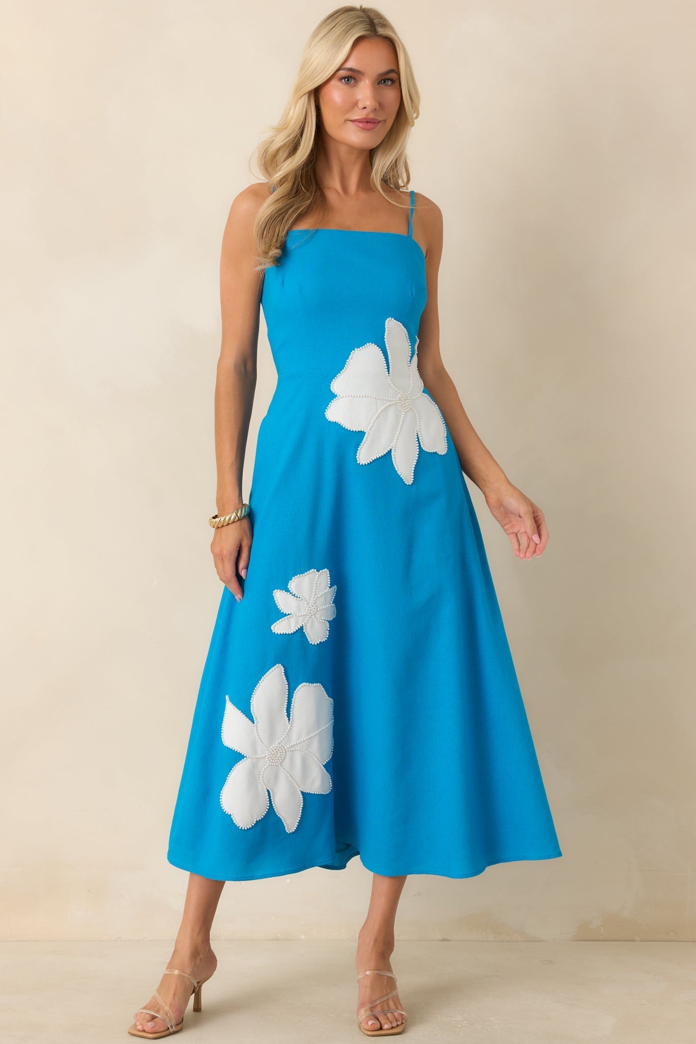 Isla Floral Midi Dress in Blossom Blue