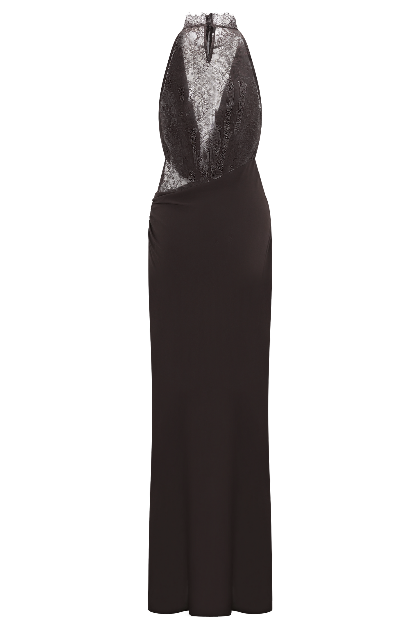 Arra Chiffon & Lace Halter Maxi Dress in Plum