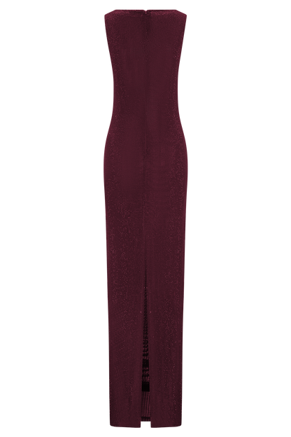 Magnolia Diamante Sleeveless Maxi Dress in Chocolate