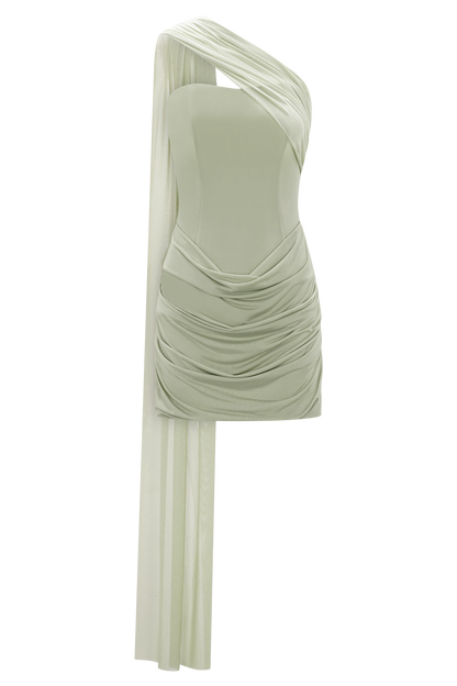 Mattea Slinky Mesh Mini Dress with Scarf