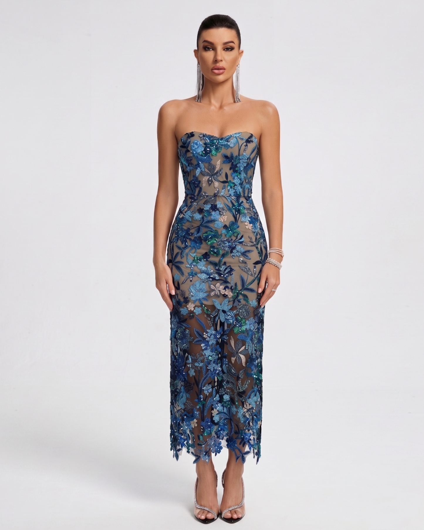 Dahlia Sequin Maxi Dress in Red