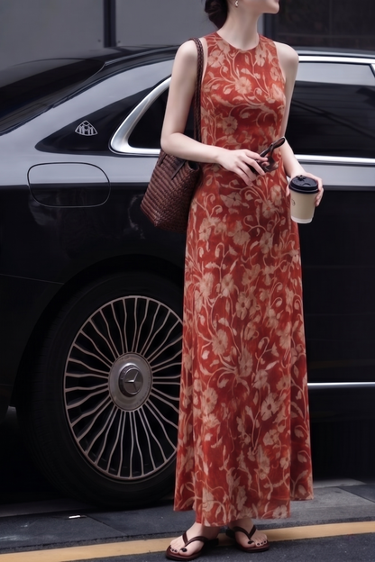 Arabella Mulberry Silk Floral Maxi Dress