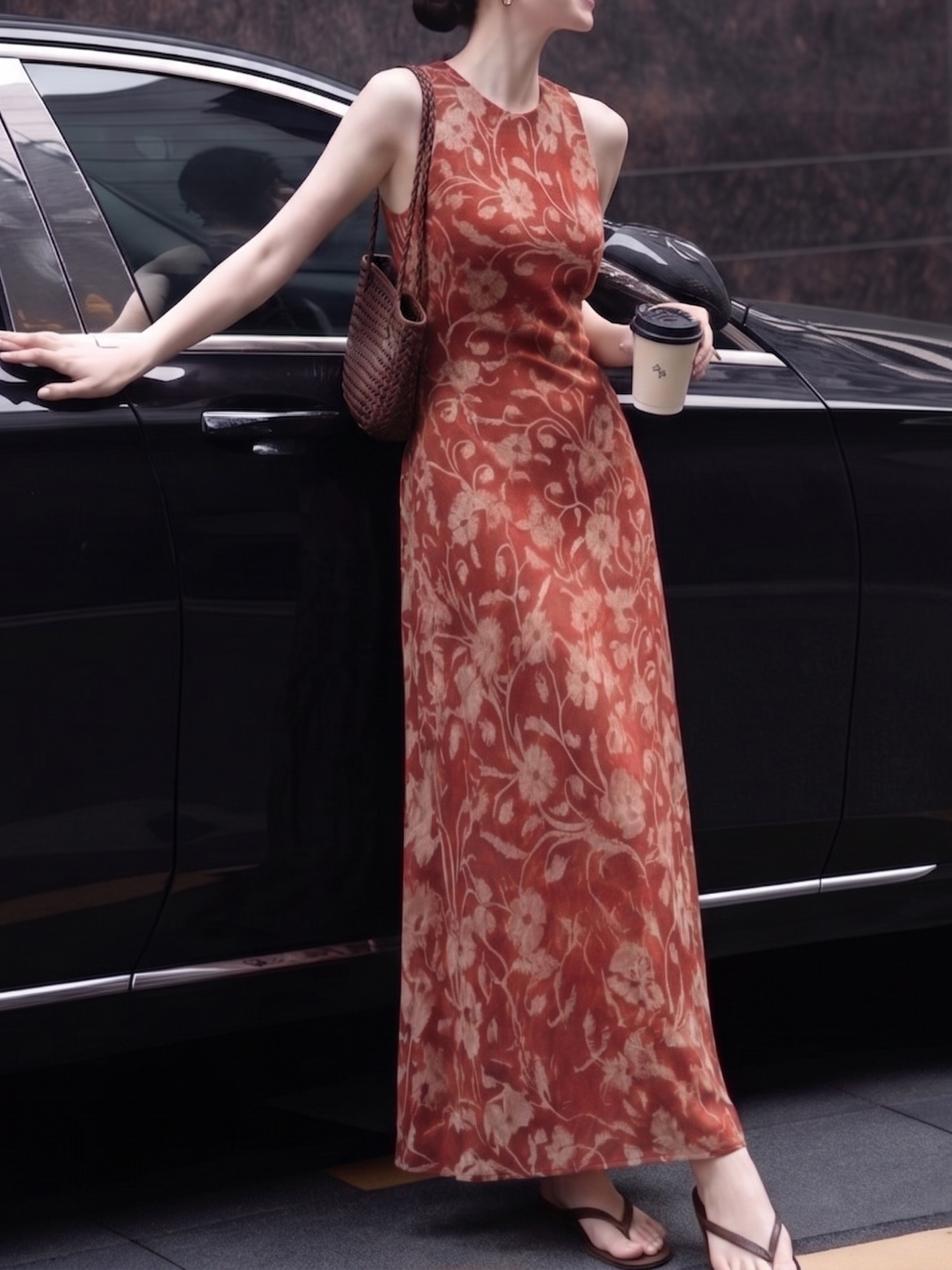 Arabella Mulberry Silk Floral Maxi Dress
