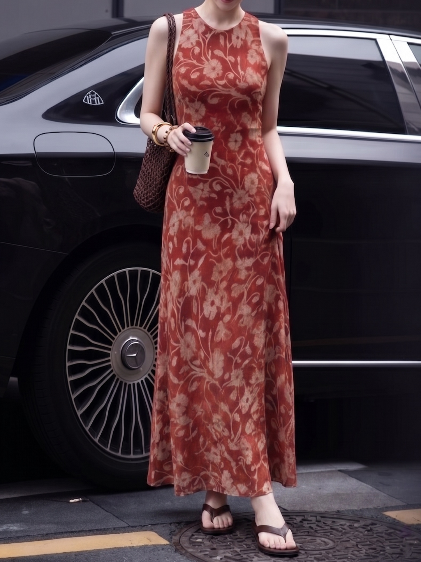 Arabella Mulberry Silk Floral Maxi Dress