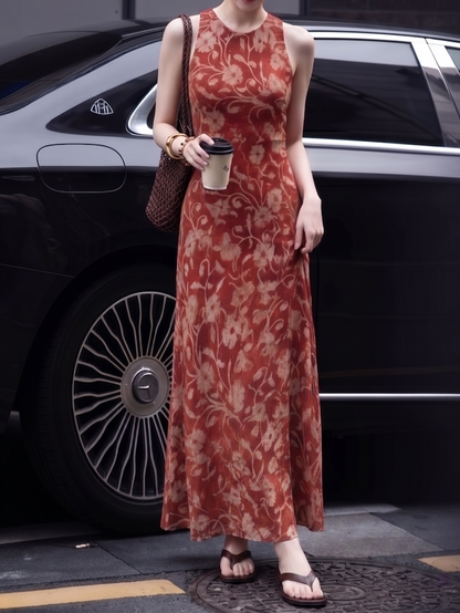 Arabella Mulberry Silk Floral Maxi Dress